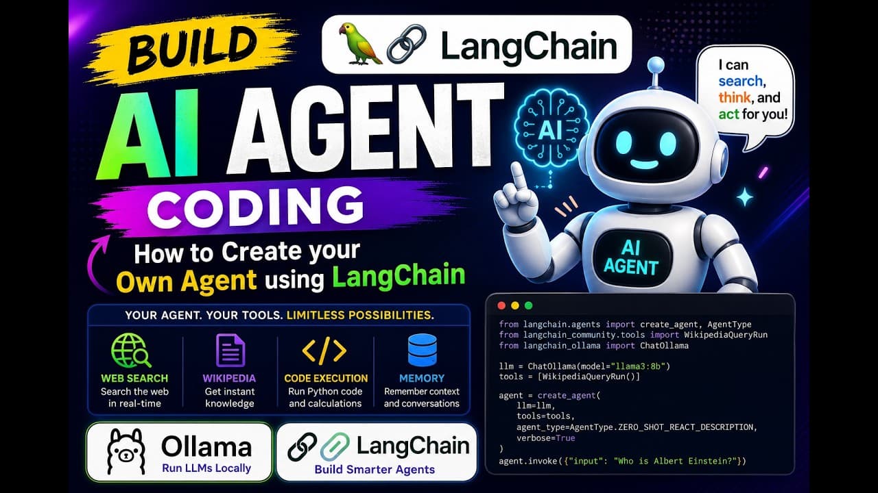 LangChain으로 첫 AI 에이전트 만들기: 프롬프트 템플릿부터 도구 호출까지 영상 대표 이미지