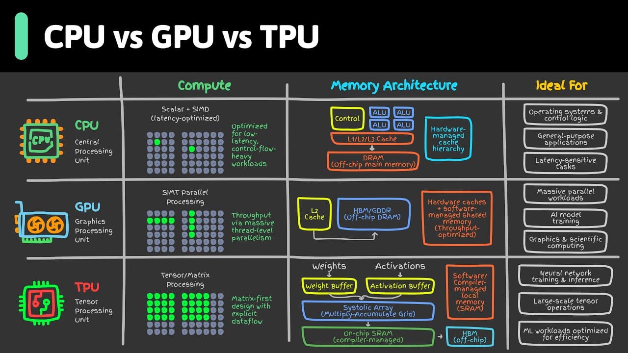 CPU·GPU·TPU는 무엇이 다른가: 같은 작업이 칩마다 다르게 돌아가는 이유 영상 대표 이미지