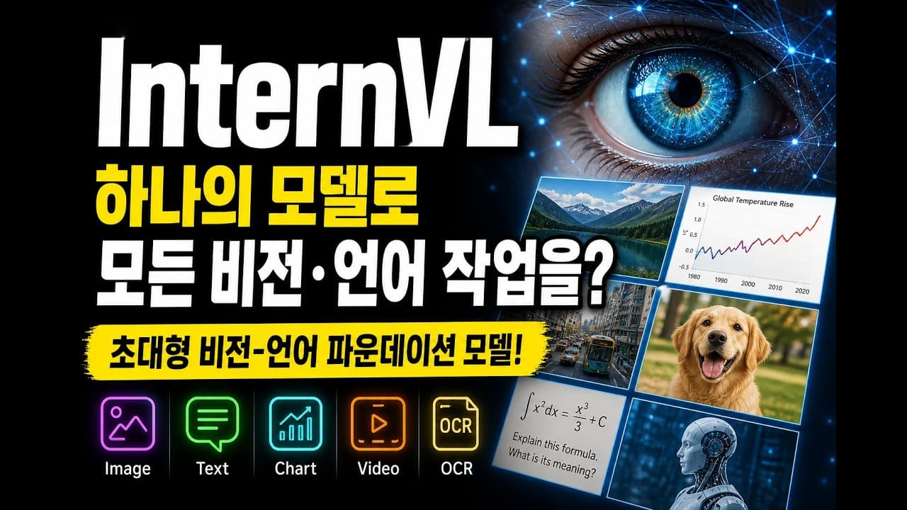 비전 인코더를 60억 파라미터로 키운 InternVL, 언어 모델과 눈높이를 맞추다 영상 대표 이미지