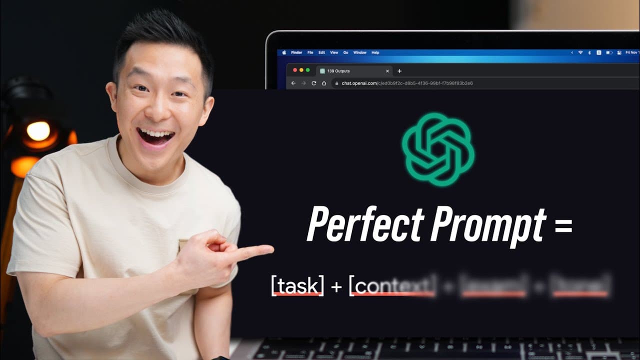 챗GPT 프롬프트 6요소 공식: 과제·맥락·예시·페르소나·형식·톤으로 결과 끌어올리기 영상 대표 이미지
