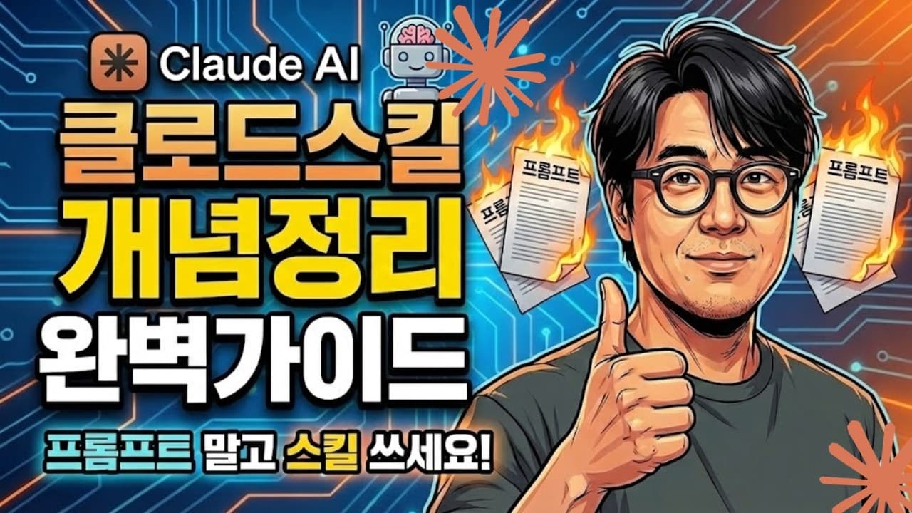 프롬프트를 매번 다시 쓰지 않는 법, 클로드 스킬로 업무 매뉴얼 만들기 영상 대표 이미지