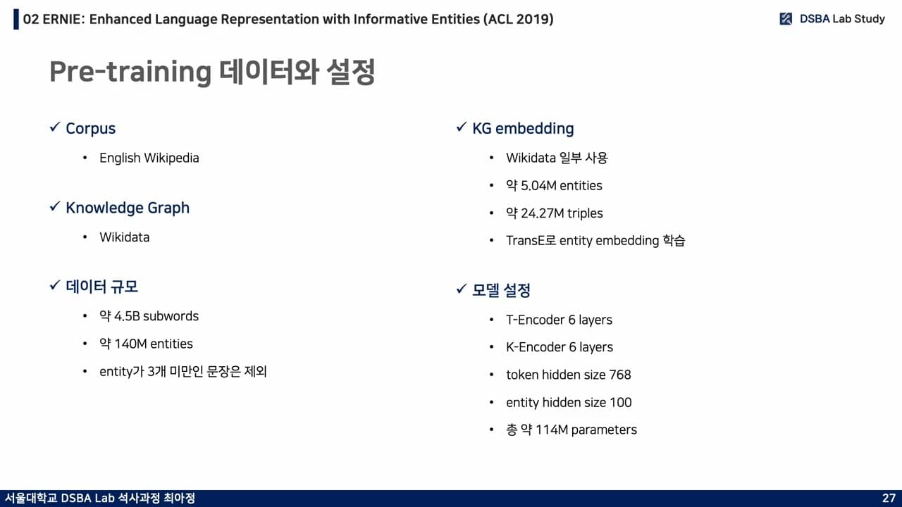 언어모델에 지식 그래프를 심는 두 가지 방법: ERNIE와 KnowBERT 영상 대표 이미지