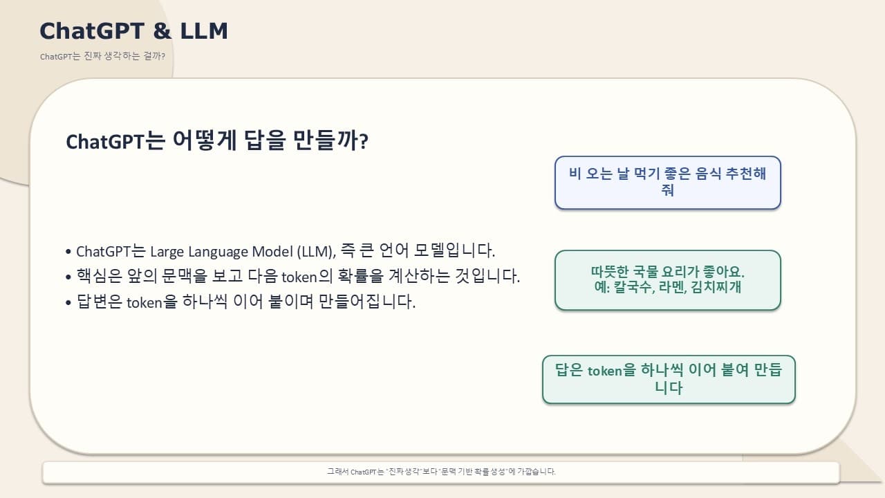 ChatGPT는 답을 어떻게 만드나 — 토큰 확률로 이해하는 LLM의 학습과 추론 영상 대표 이미지