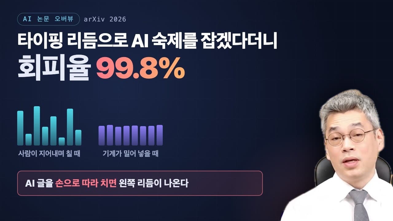 AI 글쓰기 탐지, 타이핑 리듬과 문장 분석 양쪽이 뚫렸다 영상 대표 이미지
