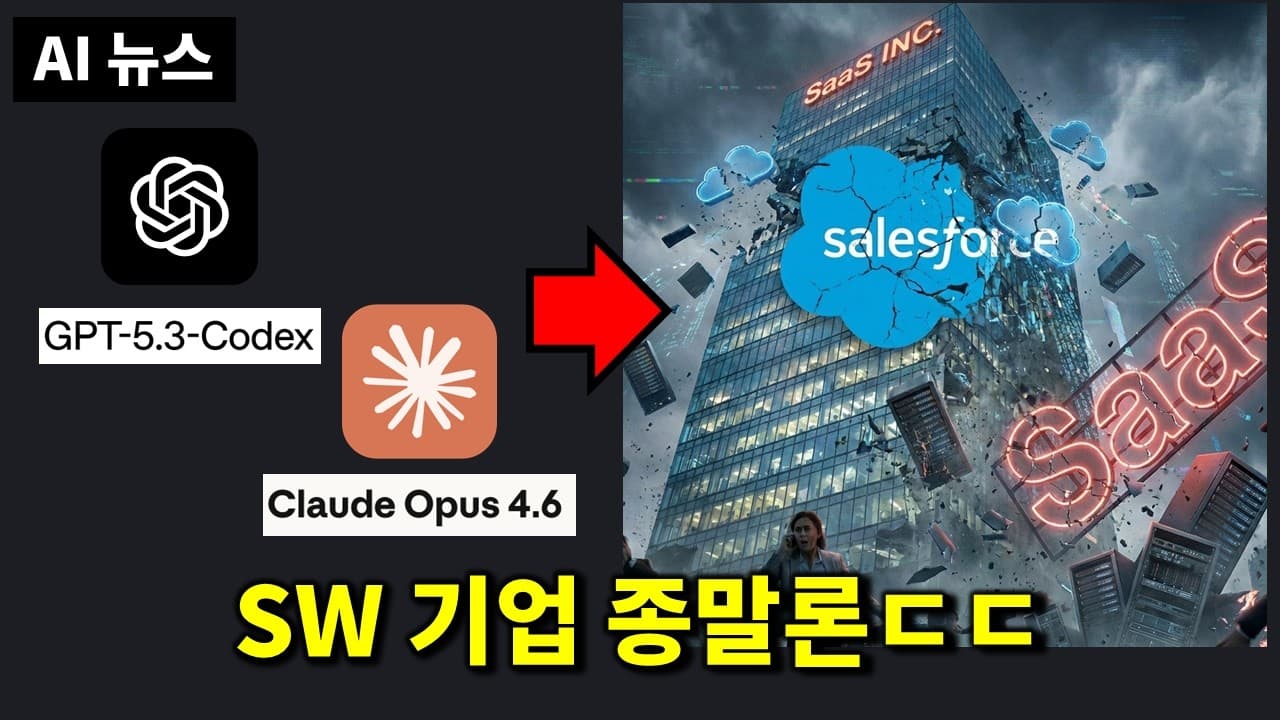 GPT-5.3 코덱스와 클로드 오퍼스 4.6, 그리고 'AI가 B2B SaaS를 죽인다'는 논쟁 영상 대표 이미지